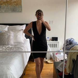 Lulus Black Deep V Dress